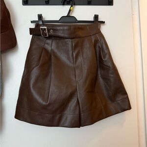 Moussy Dark Brown Leather Skirt